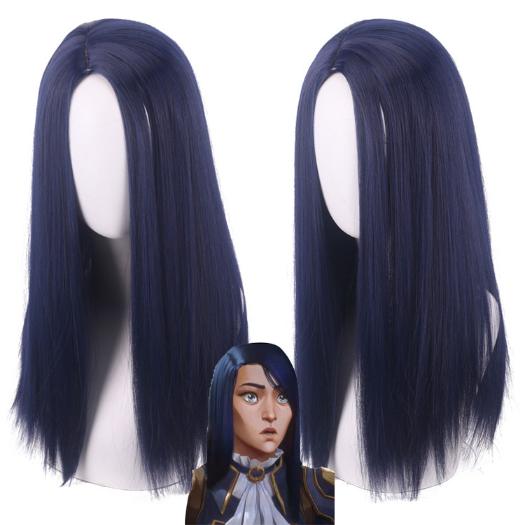 Caitlyn Cosplay Wig from Arcane | Long Blue Brown Ombre Wavy Hair