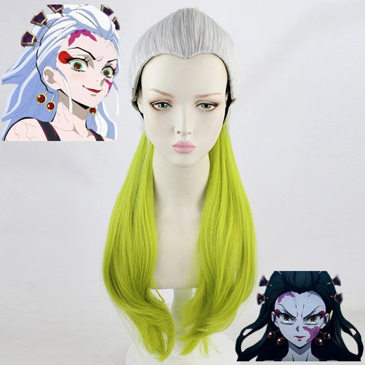 Daki Cosplay Wig | Upper Moon Six Dual Color | Silver Green Gradient or Black