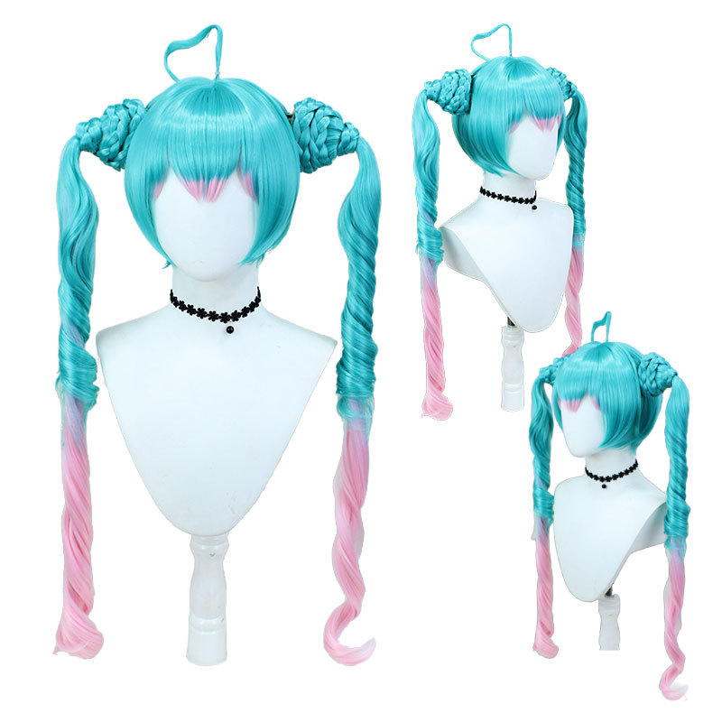 Darkscene Hatsune Miku Cosplay Wig | Green Pink Ombre Twin Tails | Jirai Kei Style