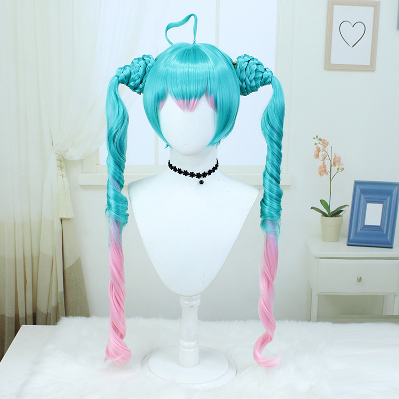 Darkscene Hatsune Miku Cosplay Wig | Green Pink Ombre Twin Tails | Jirai Kei Style