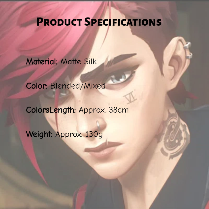 Vi Pink Short Cosplay Wig from Arcane & League of Legends | Punk Undercut Style