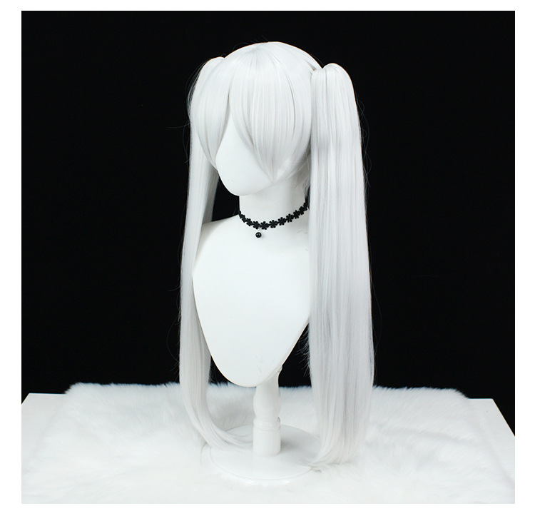 Frieren Cosplay Wig | Long Silver Twin Tails with Rose Netting | Sousou no Frieren