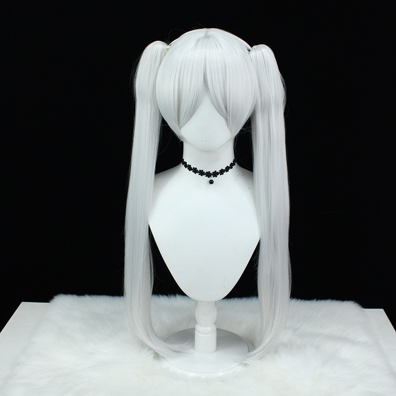 Frieren Cosplay Wig | Long Silver Twin Tails with Rose Netting | Sousou no Frieren