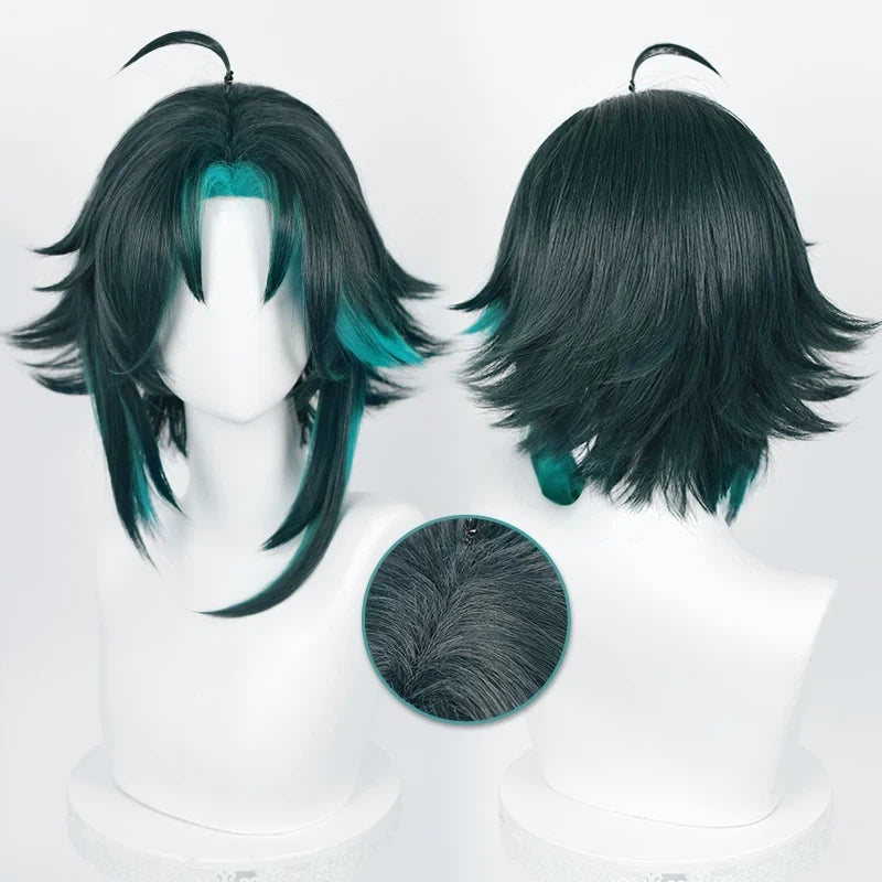Genshin Impact Xiao Cosplay Wig | 3 Styles: Short Hair, Short+Pony Clip, Red Variant