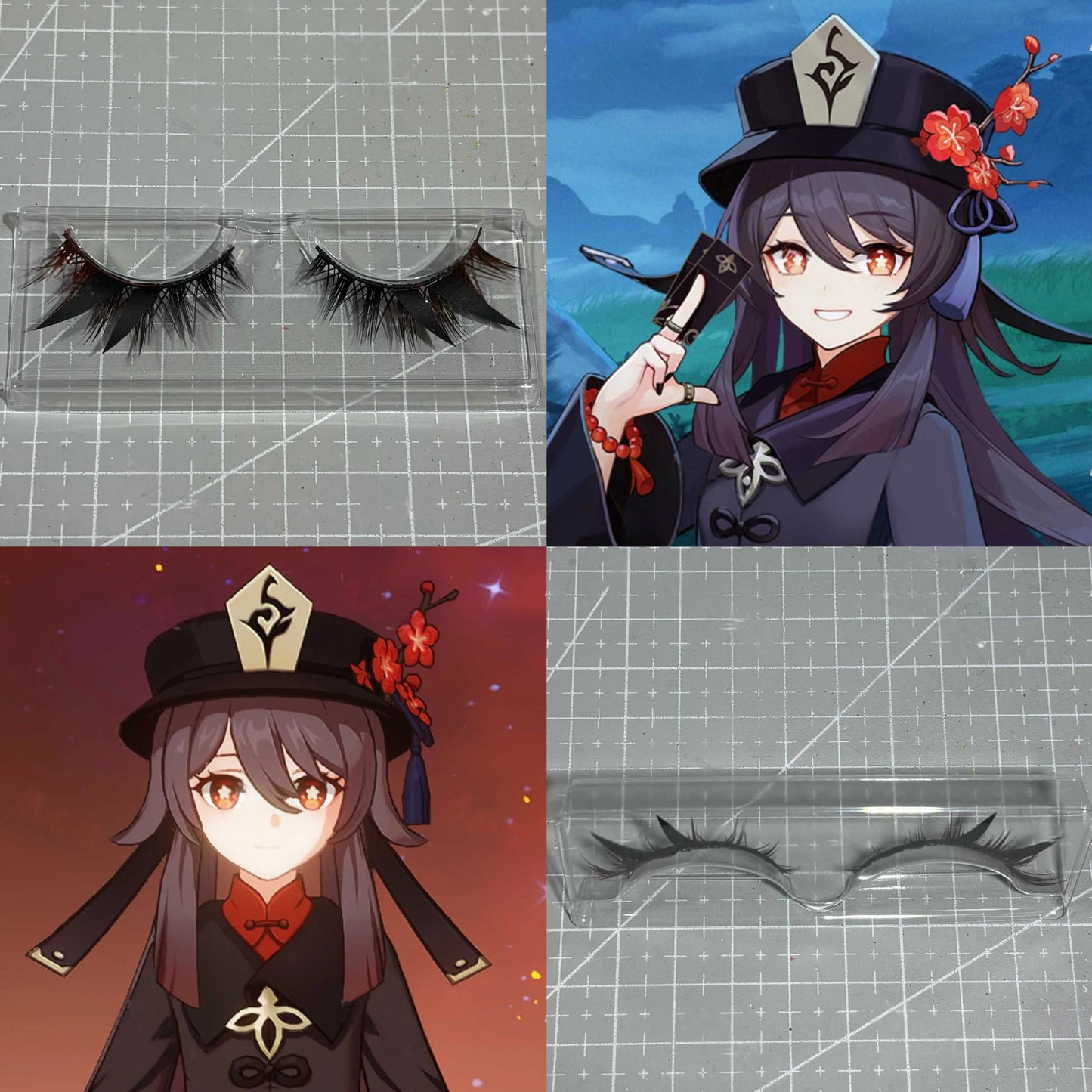 Genshin Impact Hu Tao 'Plum Blossom' Cosplay Eyelashes | Ghostly Plum Blossom Themed Lashes