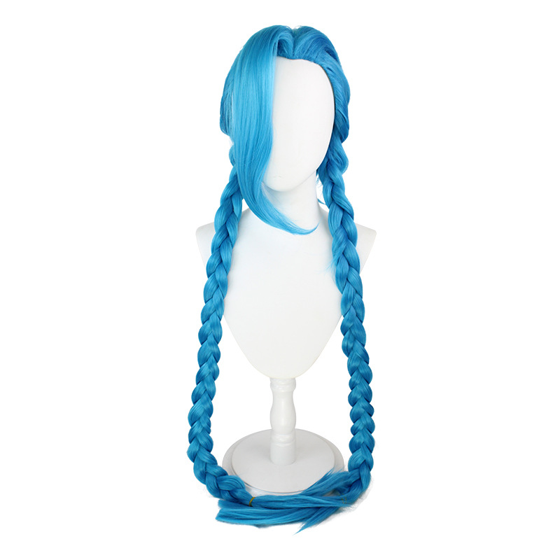 Arcane Jinx Cosplay Wig with Blue Braids & Undercut | Pre-Styled HTF Fiber