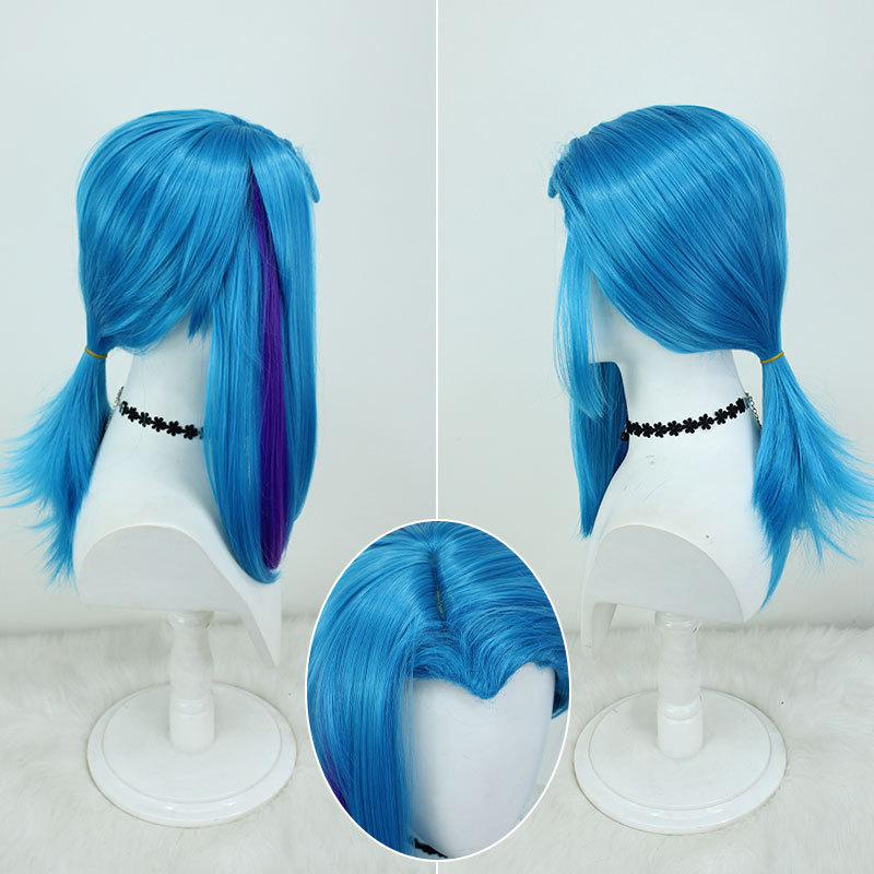 Arcane Season 2 Jinx Cosplay Wig | Mid-Length Blue Hair with Purple Streaks