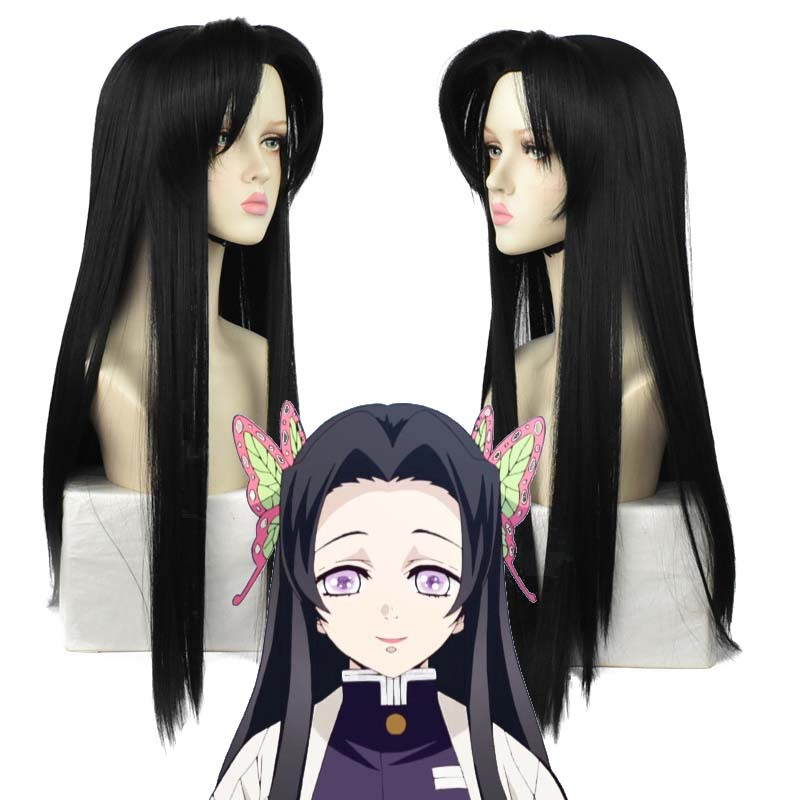 Kanae Kocho Cosplay Wig | Former Flower Pillar 85cm Long Black Hair | Demon Slayer
