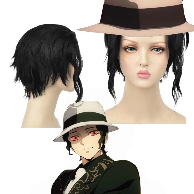 Kibutsuji Muzan Cosplay Wig | Demon King Businessman Black Hair | Demon Slayer