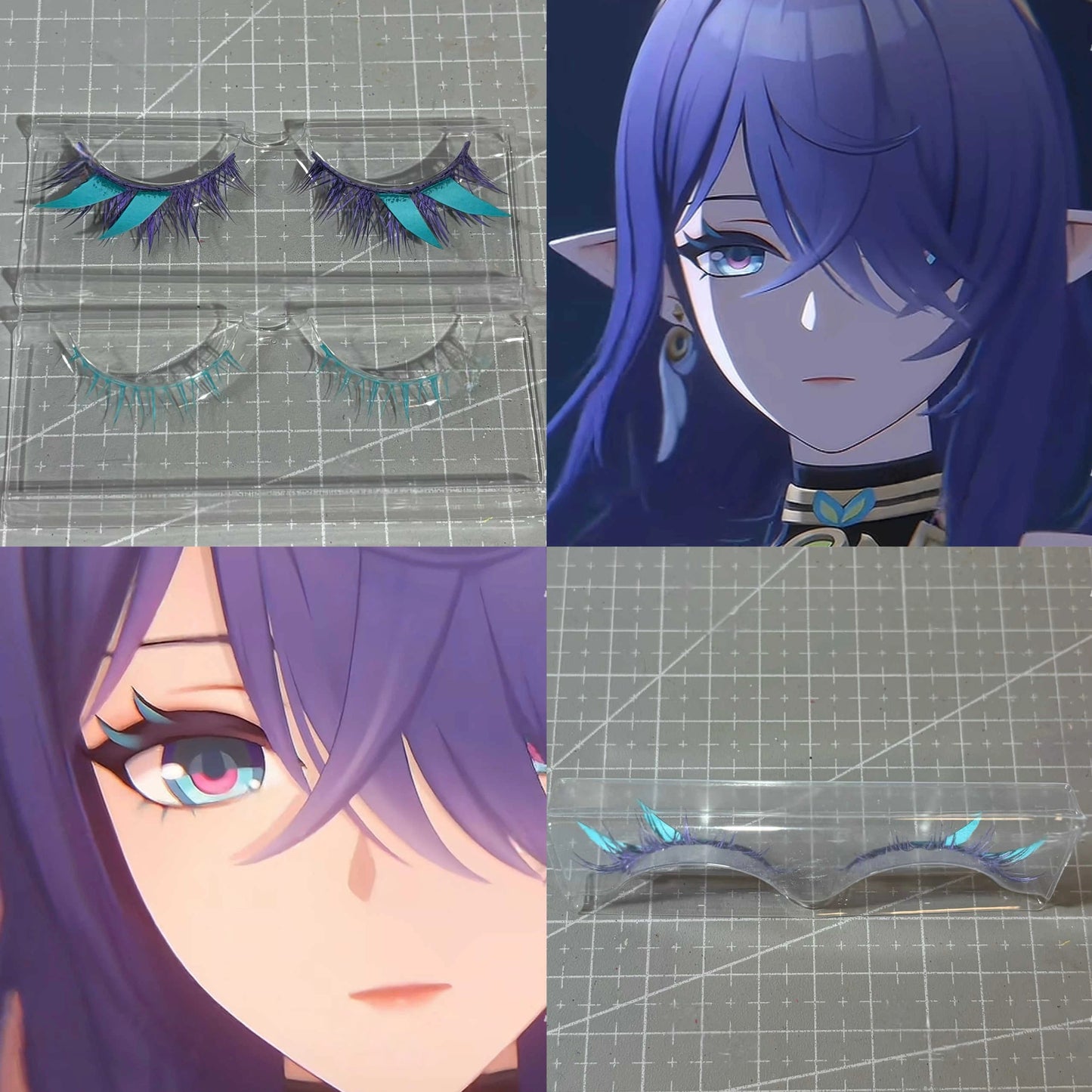 Genshin Impact La Umar Cosplay Eyelashes | Song of Moonlight Lavender & Teal Lashes