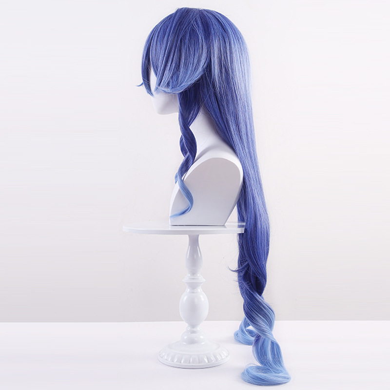 Genshin Impact Layla Cosplay Wig - Pre-Styled 100cm Long Blue Gradient Wig (Uncut for Customization)