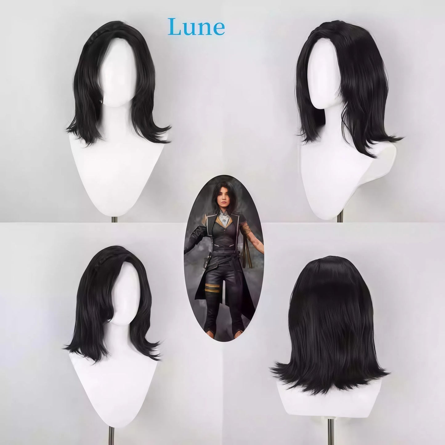 Clair Obscur: Expedition 33 Lune Cosplay Wig - Black with Side Braid & Face-Framing Layers