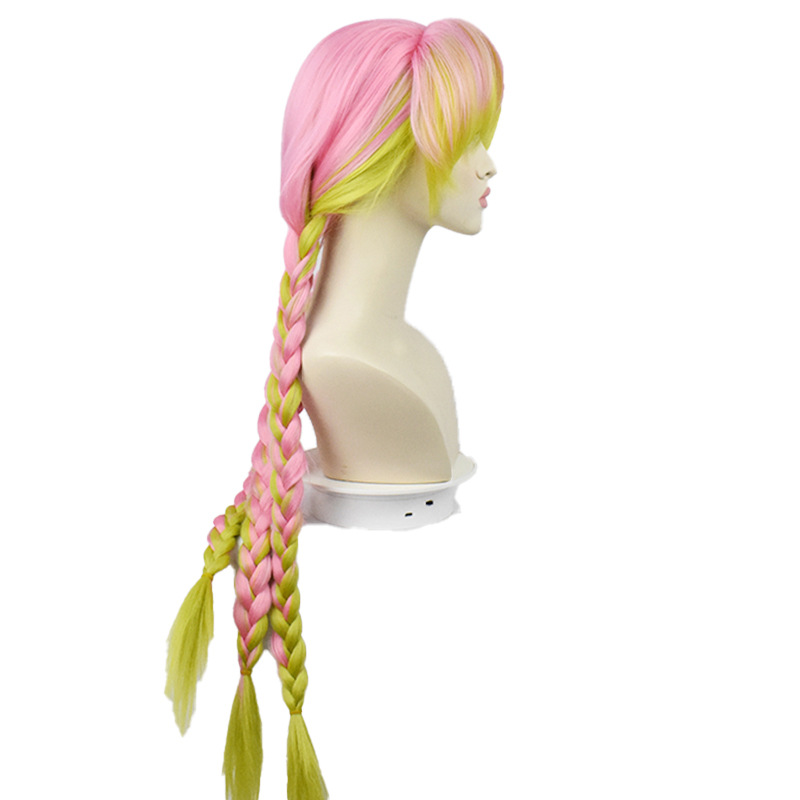 Mitsuri Kanroji Cosplay Wig | 90cm Pink Green Gradient Braids | Love Pillar