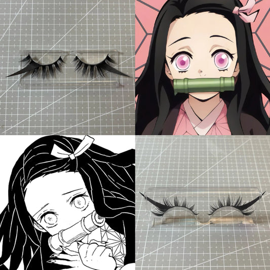 Demon Slayer Nezuko Kamado Cosplay Eyelashes | Anime-AccurateSpiky Style