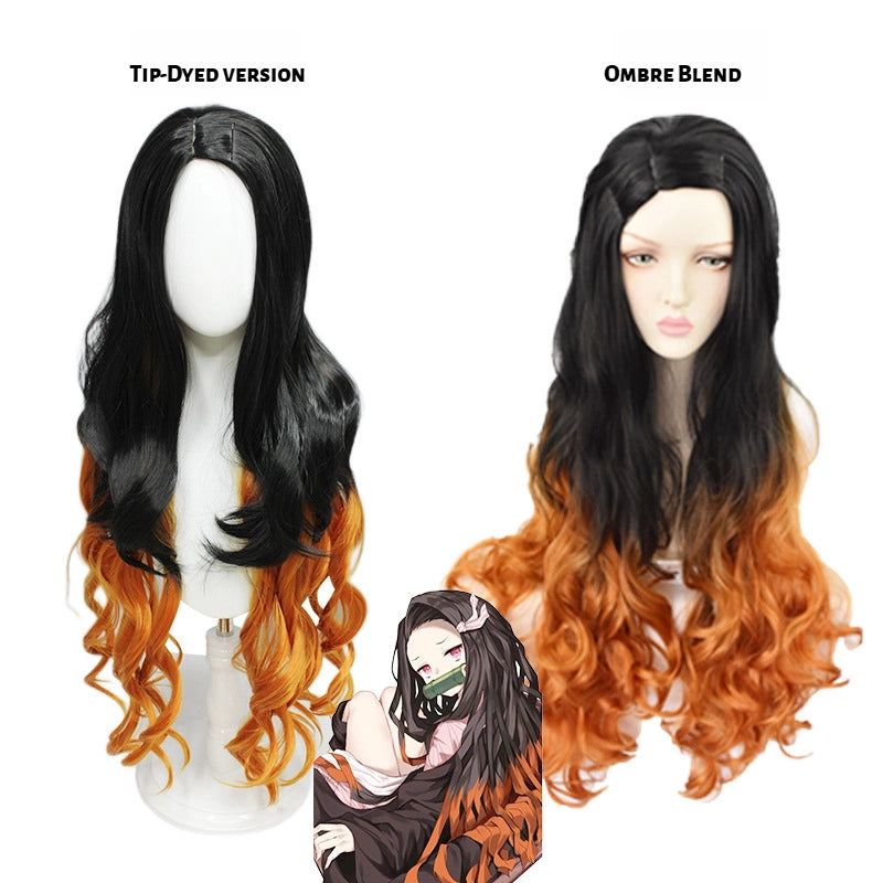 Nezuko Kamado Cosplay Wig | 90cm Long Wavy with Dual Gradient Options | Demon Slayer