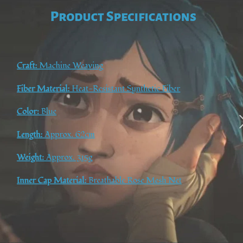 Powder Wig from Arcane | Young Jinx Short Blue Pre-Styled Cosplay Hair