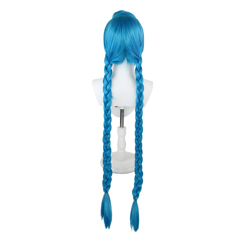 Arcane Jinx Cosplay Wig with Blue Braids & Undercut | Pre-Styled HTF Fiber