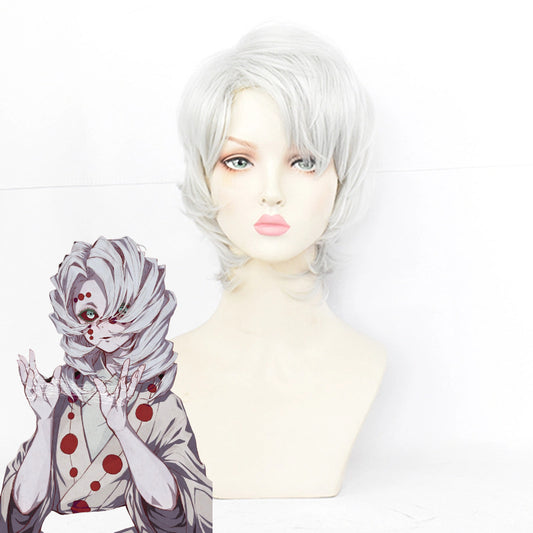 Rui Cosplay Wig | Lower Moon Five Silver White Bob Cut | Demon Slayer