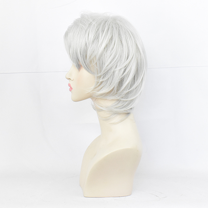 Rui Cosplay Wig | Lower Moon Five Silver White Bob Cut | Demon Slayer