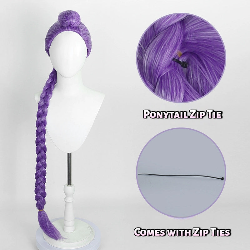 Rumi Cosplay Wig | Dual Purple Long Braids | KPop Demon Hunters Netflix