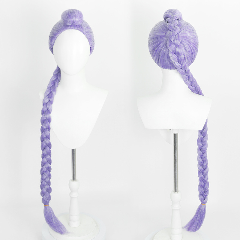 Rumi Cosplay Wig | Dual Purple Long Braids | KPop Demon Hunters Netflix