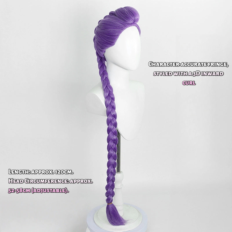 Rumi Cosplay Wig | Dual Purple Long Braids | KPop Demon Hunters Netflix