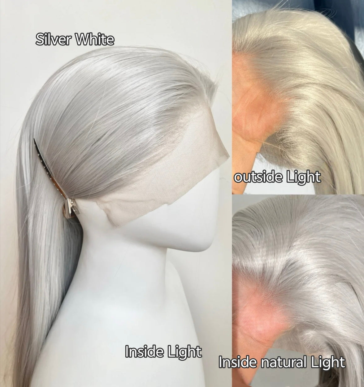 White & Silver Shades Cosplay Wigs | Pre-Plucked Lace Frontals for Anime Characters