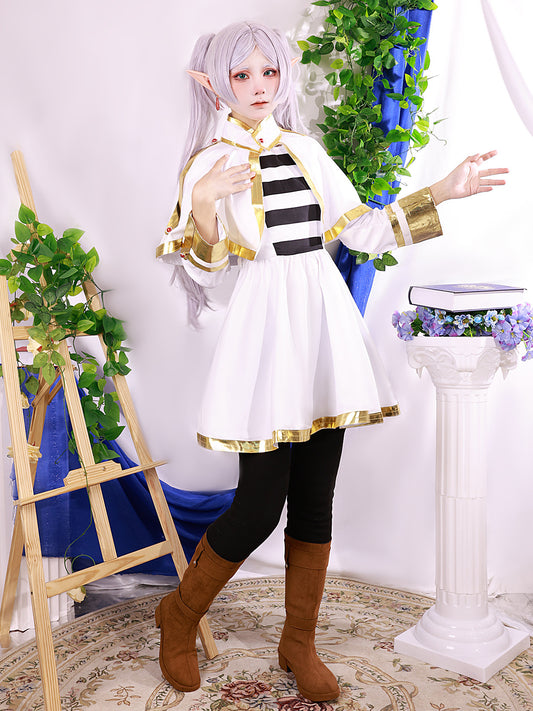 Frieren Cosplay Costume Full Set with Boots Option | Elf Ears, Cloak & Stockings | Sousou no Frieren
