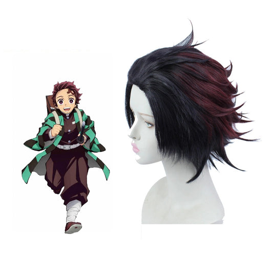 Tanjiro Kamado Cosplay Wig | Unstyled Red Black Gradient Base | Demon Slayer