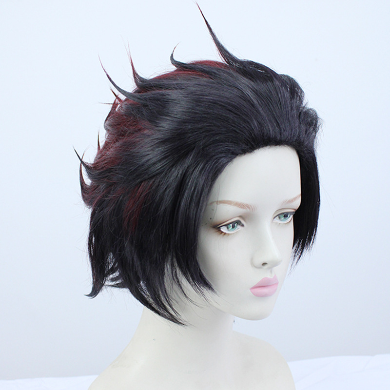 Tanjiro Kamado Cosplay Wig | Unstyled Red Black Gradient Base | Demon Slayer