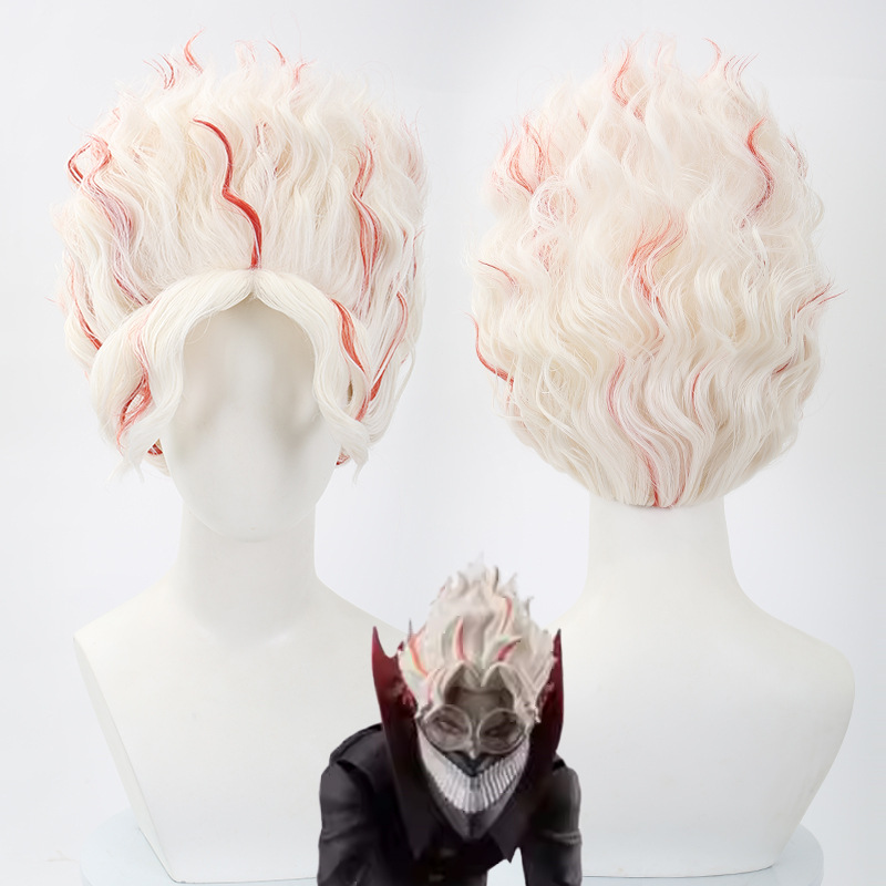 Turbo Granny/Okarun Cosplay Wig | White Hair with Red Streaks | Unstyled for Customization | DAN DA DAN