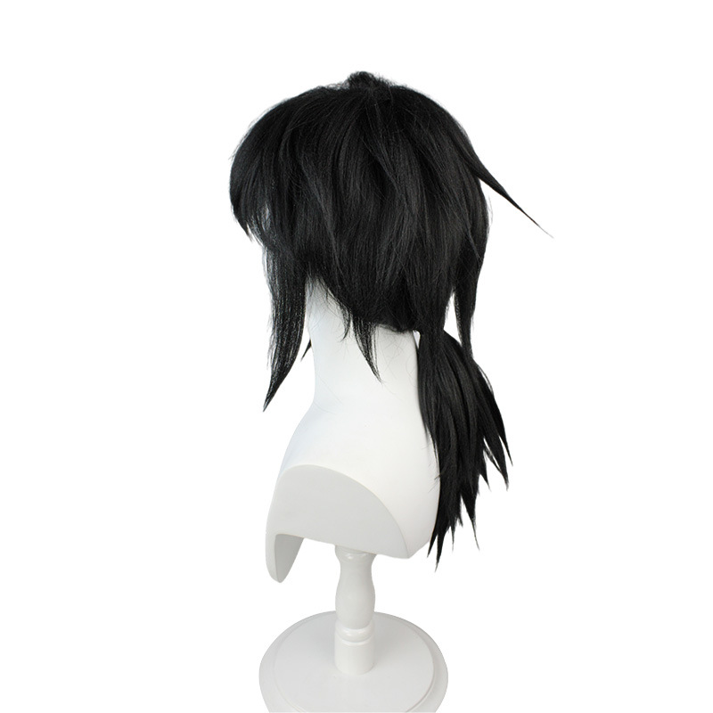 Giyu Tomioka Cosplay Wig | Pre-Styled Spiky Bangs & Ponytail | Water Pillar
