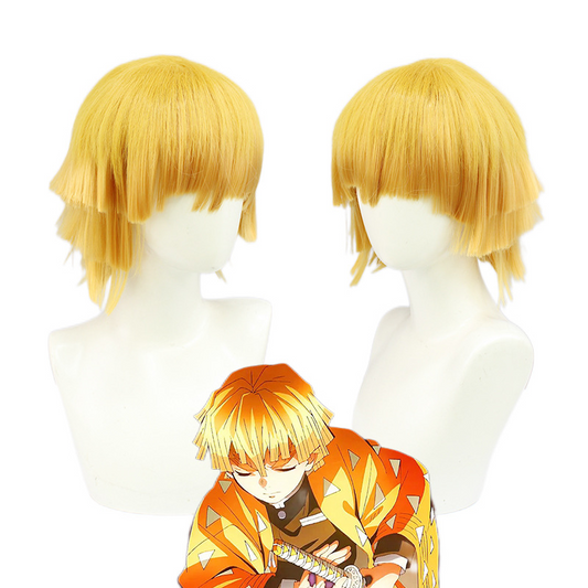 Demon Slayer Cosplay Wig - Zenitsu Agatsuma | Spiky Yellow Orange Layered Cut