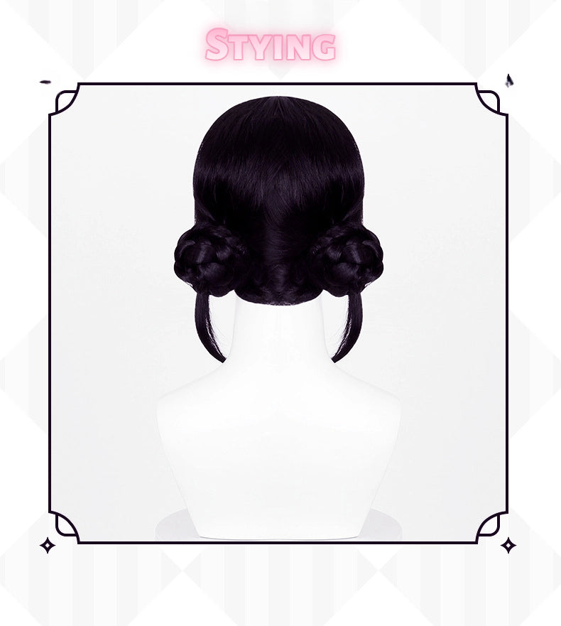 Zoe Cosplay Wig | Realistic Scalp Top with Hair Buns | Unstyled Base for Customization
